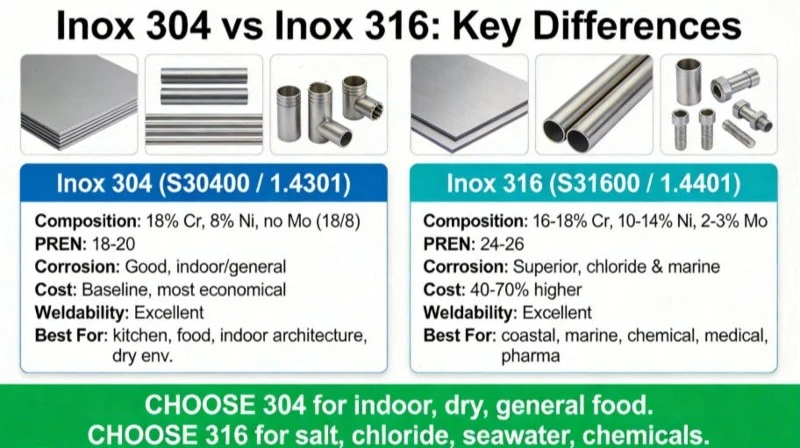 Inox 304 vs. Inox 316: Key Differences Inox 304 vs. Inox 316: Key Differences