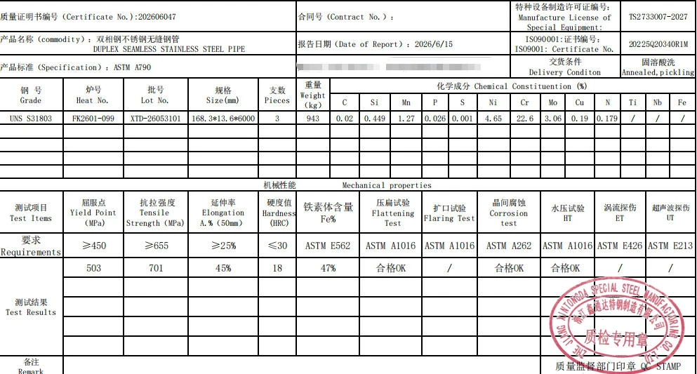 EN 10204 3.1 MTC EN 10204 3.1 MTC